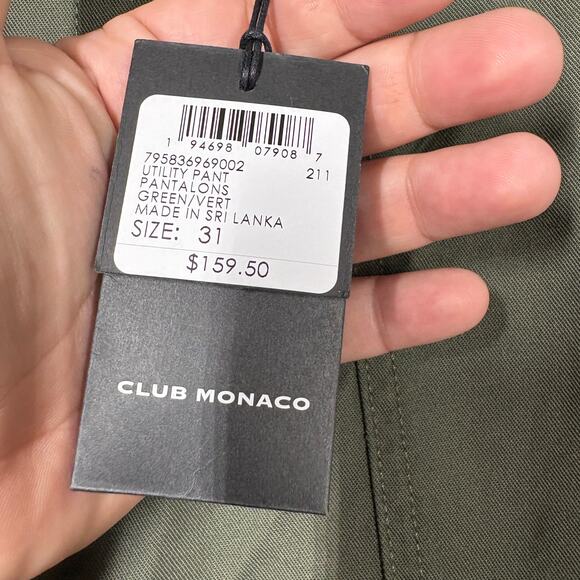 Club Monaco Womens 31 Utility Pants Olive Green Cotton Blend Straight Leg - Picture 6 of 8